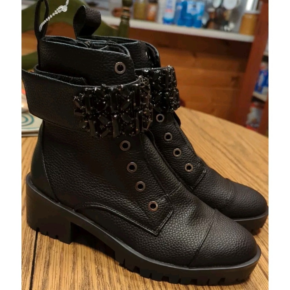 New Karl Lagerfeld Paris | New Black Pippa Lug Sole Combat Boot‎ 5.5